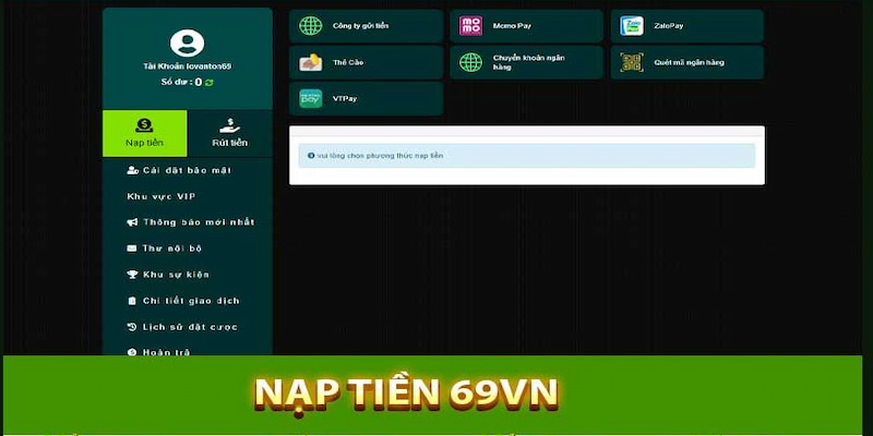 Cách nạp tiền 69Vn