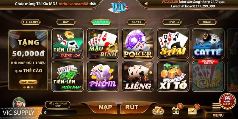 Kho trò chơi hấp dẫn tại cổng game Vicclub